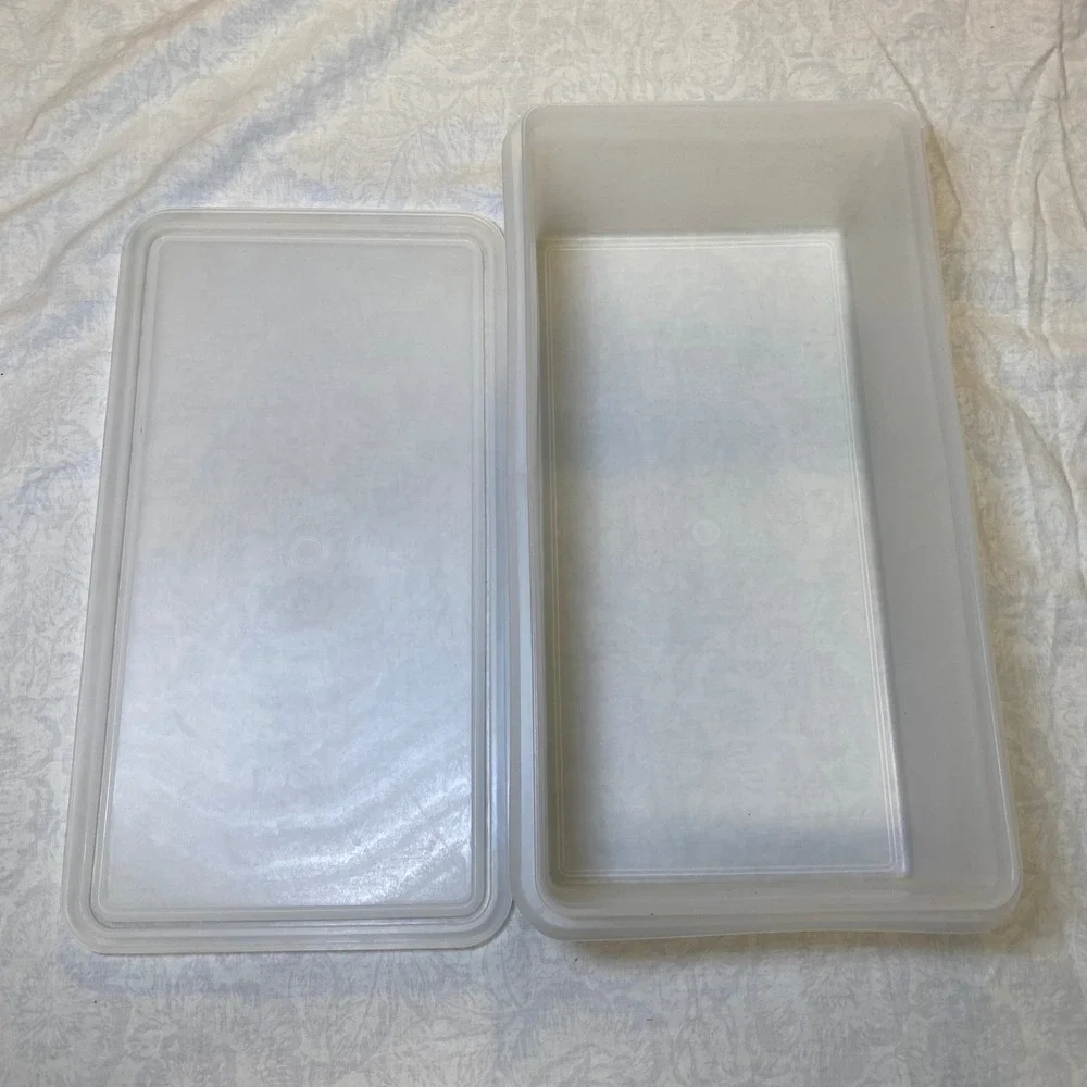 Vintage Tupperware Servalier Rectangular Storage Container 678-3 677-3 White Lid